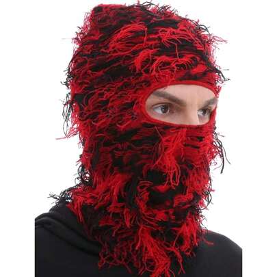 Distressed Ski Mask Balaclava,  Shiesty Fluffy Knitted Full Face Mask For Men/Women,34459746