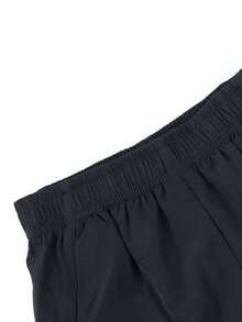 1pc Boys' Simple Solid Color Casual Soft Skin-Friendly Comfortable Shorts With Pockets, 4-Way Stretch Polyester, Spring New Back To School - Black - View 10