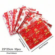 Tkanina z wzorem serca na Walentynki, czerwony nadruk serca, zestaw do szycia, wstępnie wycięte skrawki materiału do patchworku DIY, rękodzieło na Walentynki DIY - Wielokolorowe - Zobacz 2