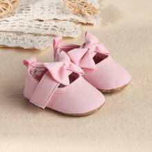 Zapatos de princesa de unicolor para bebé niña de 0-3-5 meses, adecuados para primavera y otoño, para interiores y exteriores - Rosa - Ver 11