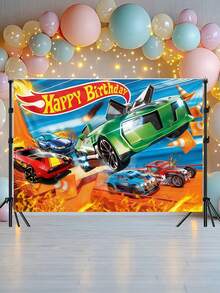 Hot Wheels Wheel Racing Car Backdrop, Party Decoration, Banner, Photography Backdrop, Suitable For Outdoor Dining Party, Birthday Party, Valentine's Day, Ramadan, New Year And Birthday Party Decorations - Multicolor - View 4