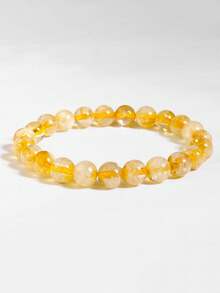 黄色水晶手链，水晶弹力串珠手链，更有效地改善情绪和健康 - 黃色 - 查看 3
