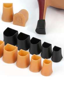 4 Pairs Apricot U-Shaped High Heel Protectors, Anti-Slip, Noise Reduction, Wear-Resistant Heel Caps