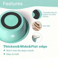 1 Stainless Steel Pet Bowl, Suitable For Both Drinking And Feeding, Including Dog Feeder, Cat Food Feeder, Dog Water Bowl, Cat Water Bowl, Anti-Slip And Durable, Equipped With Anti-Slip Silicone Base, Medium Size, Can Be Used To Hold Food And Water, Suitable For Small Dogs And Cats - Multicolor - View 2