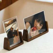 6/7/8 Inch U-Shaped Acrylic And Walnut Beech Wood Combination Photo Frame, Can Be Displayed Horizontally Or Vertically, Removable Wooden Photo Frame, Home Decoration Photo Frame, Wooden Photo Frame Gift; Photo Frame Suitable For Office Desktop, Bedroom, Study Desktop, Living Room And Other Scenes. - Multicolor - View 2