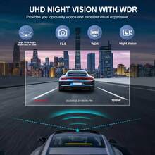 1080P 3-Channel Dash Cam - Front/Interior/Rear (Optional) Recording, With Infrared Night Vision, Loop Recording, Wide Angle DVR, 2.0" IPS Screen, Car Video Recorder, 150mAh Lithium Battery, Multi-Functional Car Accessory - Black - View 6