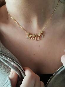 1pc Minimalist Sphere Bead Cubic Zirconia Gold Initial Letter DIY Necklace, Customized Simple Letter Name Necklace, Stainless Steel Initial MAMA Pendant Necklace, Fashionable, Autumn, Minimalist, Casual, Vintage Coin Customized, Personalized, Unique Gift For Girlfriend, Mom, Family, Friend, Daughter, Anniversary, Valentine's Day, Mother's Day, Birthday, Graduation, Daily Wear, Wedding, Party