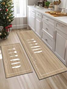 【热销!!!】1 件装软橡胶厨房地垫,3.5 毫米厚,简约时尚的餐具和木板图案,吸水性强,可裁剪以适应厨房尺寸,表面为织物材质,中间层为海绵层,底部为橡胶层,适用于厨房地毯、厨房装饰、婚礼装饰、家居装饰、浴室地垫、玄关地垫、洗衣房地垫、走廊地毯、客厅地垫等。 - 彩色 - 查看 10