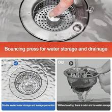 Kitchen Sink Drain Strainer 3 In 1,304 Stainless Steel Pop Up Sink Stopper Fast Drainage Odor Filter For US Standard Kitchen Drain(Silver-1Pack) - 彩色 - 查看 6
