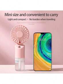 Mini Handheld Mist Fan, Portable Electric Fan, 2-Speed Adjustable, Desktop Fan For Summer, Humidifying & Cooling, Suitable For Indoor/Outdoor Camping, Student Rechargeable Fan, With 500mAh Long-Lasting Battery - Multicolor - View 7