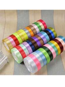 1 Roll 2cm Wide Satin Ribbon, For Making Hair Bows, Cake & Baking Decorations, Valentine's Day & Christmas Gift Wrapping - Red - View 4