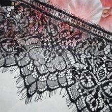 3 Meters/118in Eyelash Lace Trim Fabric, Suitable For Decorating Veils, Wedding Dresses, Strapless Dresses, Tablecloths, Curtains, Clothing Decoration, Wedding Decor, And DIY Crafts - Black - View 6