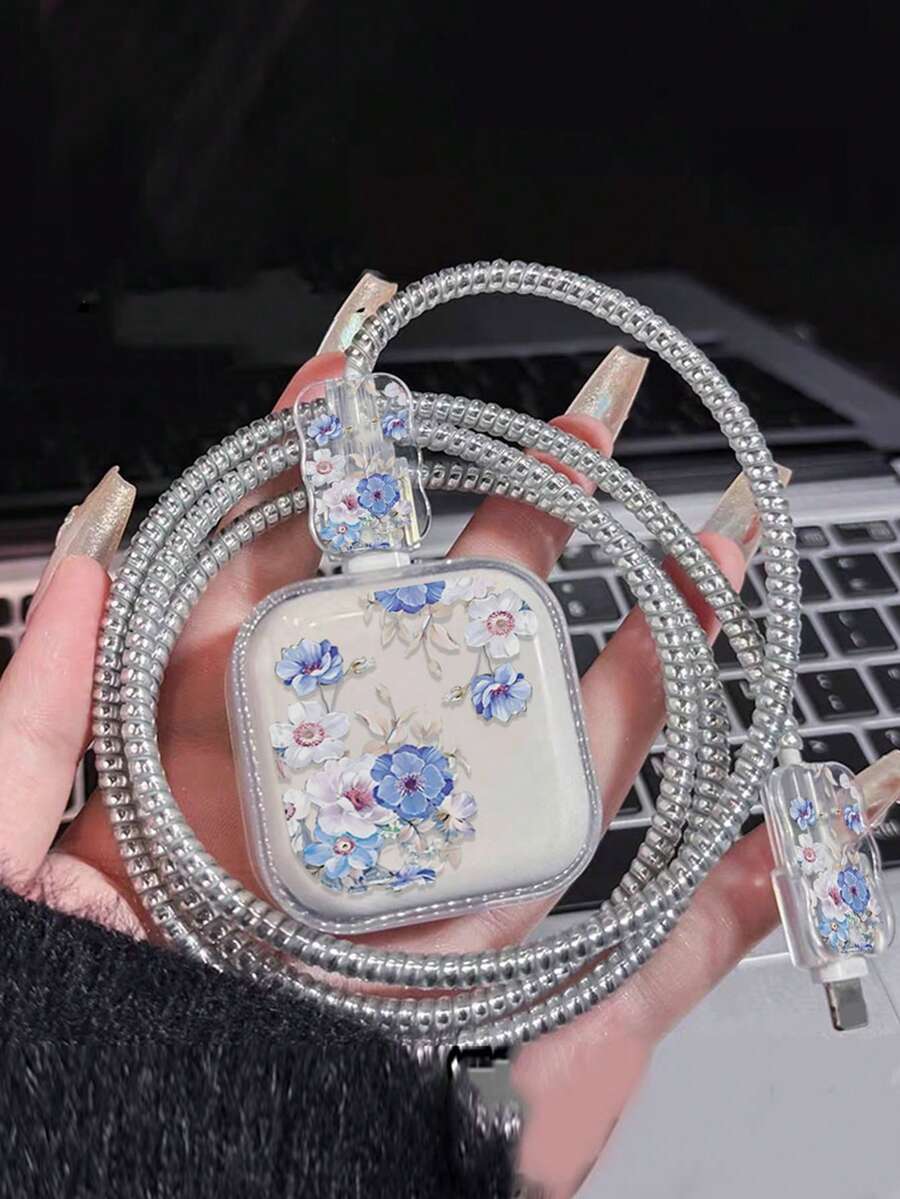 40W Apple 17Pro Charger Protective Case, 16 Data Cable Protective Cord, Cute 15 Charging Cable Protector, 14 Phone Charger Head Protective Shell, Transparent Anti-Cat Bite - Multicolor - View 1
