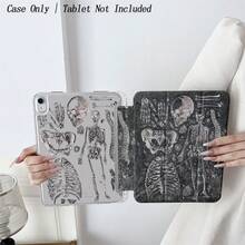 1 Piece Book-Style Skeletal Anatomy Pattern Case - Flip Cover With Multi-Angle Stand, Shockproof Silicone Back, Monochrome Medical Illustration Design Protective Cover With Pen Holder Compatible With IPad 10.9/10.2/ Air 5th Gen/Pro11/10th/9.7/Air 2/Compatible With IPad (7th Gen)/ Compatible With IPad (8th Gen)/Compatible With IPad Air 4/5/Compatible With IPad Pro 11/Compatible With IPad 10th Generation - Multicolor - View 1