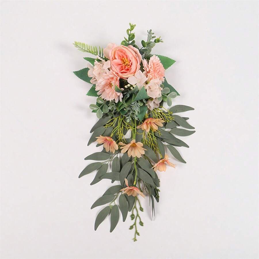 Decoración para sillas de boda, ceremonia, flores artificiales, hojas verdes, respaldo de silla, decoración de otoño, Año Nuevo, regalos de San Valentín, regalo de Navidad, clásico y elegante, de , alta tasa de recompra. - Rosa - Ver 1
