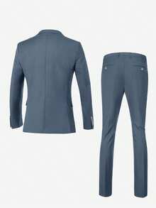 Men's Suits Gentleman Simple Slim Fit Single Breasted Business 3 Pieces Suit For Men Blazer Vest Pants Set Wedding Party Holiday Travel Size XS-3XL Fall Winter Clothes For Men - 霧霾藍 - 查看 2