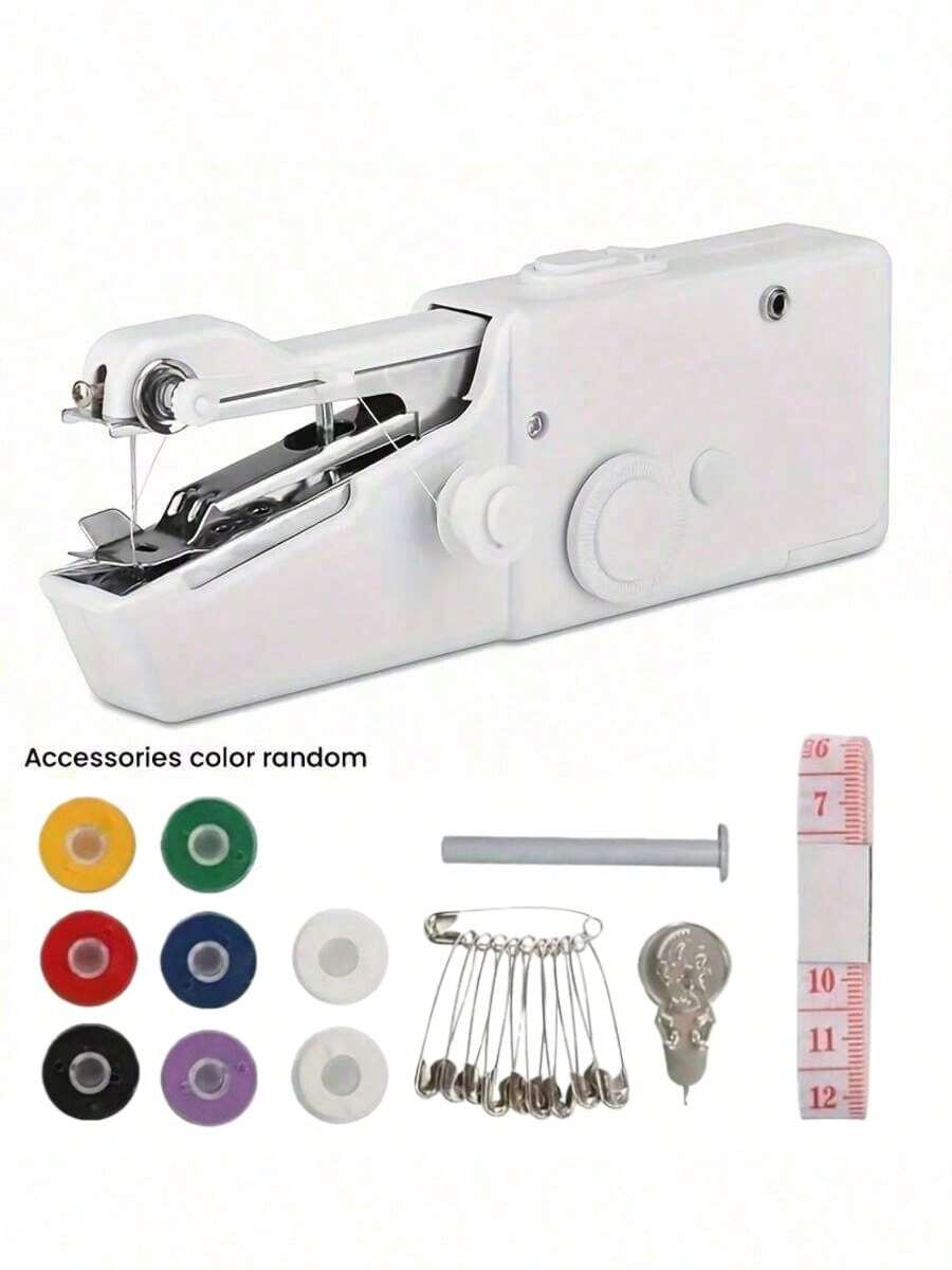 1 件手持式缝纫机，带 USB 数据线和配件套件（配件颜色随机），全新便携式手持式电动缝纫机，适用于家庭、旅行、DIY 工艺品、床上用品、窗帘和服装修补