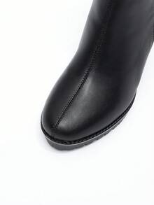 Women's Fashion Round Toe Chunky Heel Boots, European Style Round Toe High Heel Boots, Women's High Heel Boots, Winter Boots, High Heel Slim Heel Slip-On Women's Elegant Black Round Toe Slim Heel High Heel Shoes For Party, Holiday, Wedding, Women's Nude Ankle Boots, Versatile, Wedding, Black Ankle Boots - Black - View 11