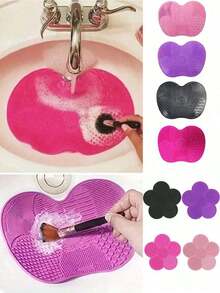 1pc Silicone Apple Scrub Pad With Suction Cup Silicone Scrub Pad Beauty Tool Scrub Pad Makeup Brush Cleaning Pad - 彩色 - 查看 1