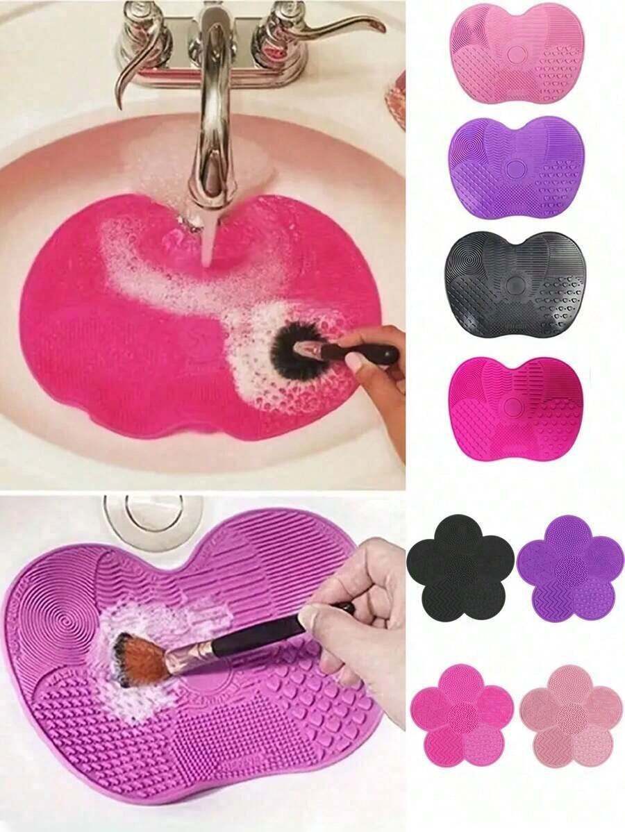 1pc Silicone Apple Scrub Pad With Suction Cup Silicone Scrub Pad Beauty Tool Scrub Pad Makeup Brush Cleaning Pad - 彩色 - 查看 1