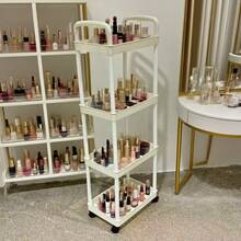 5/4/3层多功能储物推车，360°旋转，承重力强，多层置物架，适用于厨房、卧室、客厅、浴室和户外露营，塑料材质，多功能储物推车 | 时尚现代置物架 | 坚固耐用的储物架，是圣诞节、新年礼物、厨房用品、厨房配件和厨房工具的理想之选 - 彩色 - 查看 4