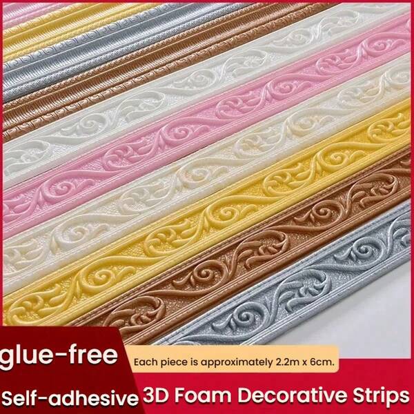 2pcs Self-Adhesive Wall Corner Trim Molding, Decorative Baseboard For Living Room, Bedroom, Suitable For Home Decor, Valentine's Day, Christmas, New Year Decoration, Great Daily Gift