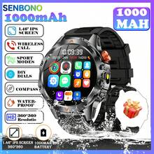 Reloj inteligente deportivo unisex SENBONO de gran capacidad de batería, 1000mAh de gran batería, brújula incorporada, pantalla IPS de 1.46", linterna LED, resistente al agua IP68, compatible con Android, dispositivo portátil multifuncional, pantalla de alta definición, regalo ideal para hombres y mujeres - Multicolor - Ver 1