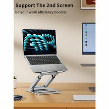 Laptop Stand For Desk Adjustable Height Telescopic Computer Stand With Pull Out Design Ergonomic Laptop Riser Fits All Laptops 10-17" Silver - Silver - View 8