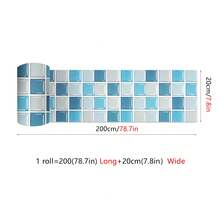 1 Roll Of 2-Meter-Long Self-Adhesive Waterproof PVC Wallpaper, Multi-Color Mosaic Squares For Free Cutting And Home Decoration. Ideal For Kitchen Applications And Interior Beautification In Living Rooms, Kitchens, Bedrooms, Bathrooms, Staircases, Accent Walls, Floors, Walls, And Holiday Backdrops - Multicolor - View 20
