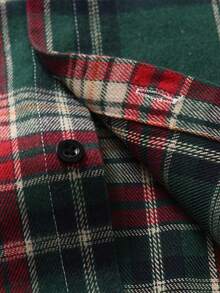 BOARNSEORL Boys' Red Plaid Long Sleeve Shirt With Bow Tie, Fashionable And Versatile For Events And Christmas Parties - Green - View 6