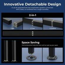60W Sound Bar , SoundBar For Smart TV,  Wireless Speaker, Deep Bass, TV Audio System With ARC/Opt/AUX For Enhanced Home Theater Sound - US A Type Plug(110-127V) - View 3
