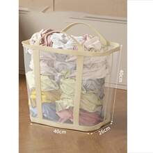 1pc Large Capacity Foldable Laundry Basket, Household Clothes Storage Bin, Toy Organizer, Wall-Mounted Bathroom Hamper, Kids Diaper Collector - Multicolor - View 8