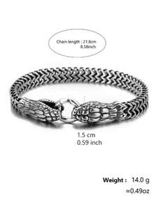 1条时尚双头钛金蛇形手链 - 不锈钢男士配饰 - 现代设计，无刻字黑色镀层手链 - 理想的男士礼物 - 展现独特魅力 - 樣式1 - 查看 2
