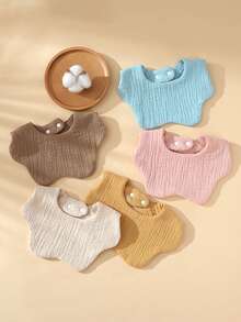 6层纱布花瓣婴儿围兜，360°防吐奶口水巾，柔软亲肤韩式纯色婴儿围兜 - 彩色 - 查看 4