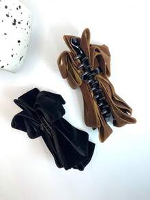 High-End Melad Suede Multi-Layer Bow Banana Clip 2025 Autumn Winter Ponytail Vertical Clip Twist Clip, Claw Clips, Hair Slide, Hair Barrettes, Head Accessories, Hair Accessories For Women - Multicolor - View 5