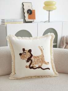 1个波西米亚风格3D刺绣狗狗抽象装饰抱枕，适用于客厅、卧室、派对等各种环境 - 彩色 - 查看 6