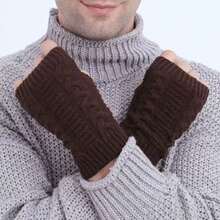 Unisex Autumn/Winter Warm Fingerless Gloves, Minimalist & Fashionable Knitted Fingerless Gloves - A - View 5