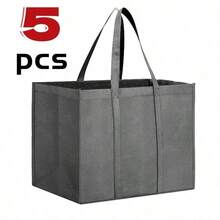 1/3/5pcs Large Capacity Foldable Shopping Bags, Reusable Non-Woven Storage Bags, Ideal For Travel, Camping, Outdoor, Shopping, Kitchen Storage - Perfect For Harvest Season, Halloween/Day Of The Dead Gift Bags - Kitchen Storage & Accessories