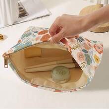 1个手绘花卉灯芯绒化妆包 - 复古印花拉链包，轻便多用途收纳包（礼品装） - 彩色 - 查看 5