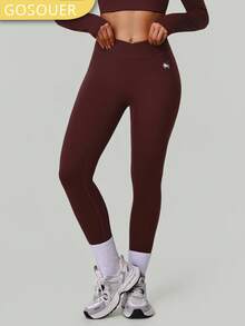 GOSOUER Women V-Cross Waist Tight Sport Pants Lift Buttocks Fitness Yoga Leggings - Burgundy - View 7