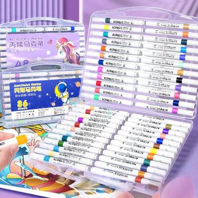 72色丙烯马克笔，学生美术用品，儿童绘画彩色笔套装，水彩笔，可水洗，多种款式