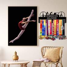 1pc Wall Mounted Gymnastics Medal Display Rack - Premium Metal Structure, Adjustable Hooks And Ribbon Holders, Suitable For Awards, Sports, Academic Honors And Competitions - Easy To Install, Space-Saving Design, Stylish Cup-Shaped Trophy Holder - Black - View 9