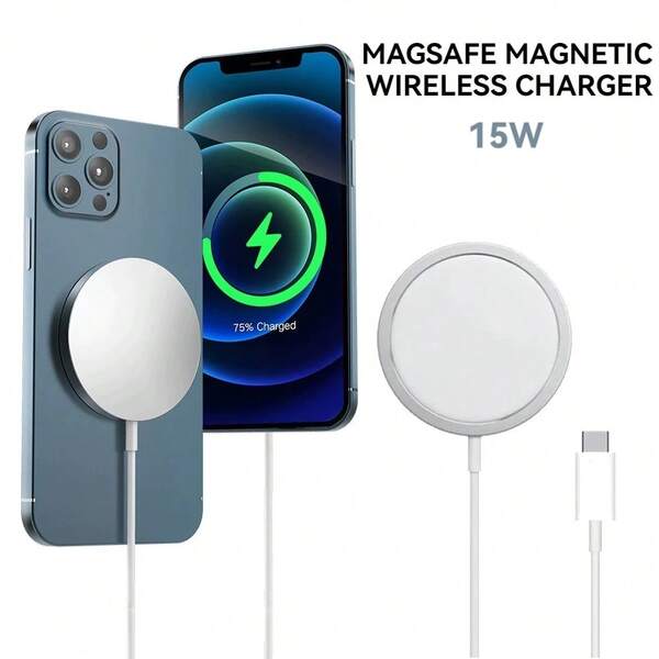 15W Magnetic Wireless Charger, High-Efficiency Fast Charging Pad Compatible With IPhone 17 Pro Max/17 Pro/17 Air/17/16/15/14/13/12/11/XS/XR/8/7/6 Series Magnetic Wireless Charger