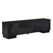 MERAX 70.8'' Modern TV Stand For TVs Up To 75 Inches, Entertainment Center With Storage Cabinets, 4 Drawers And A Metal Center Leg, Minimalist Modern Media TV Console Table For Living Room, Black - 黑色 - 查看 8