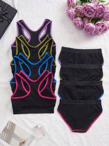 4pcs Seamless Women Sports Set, X-Back Design - Multicolor - View 3