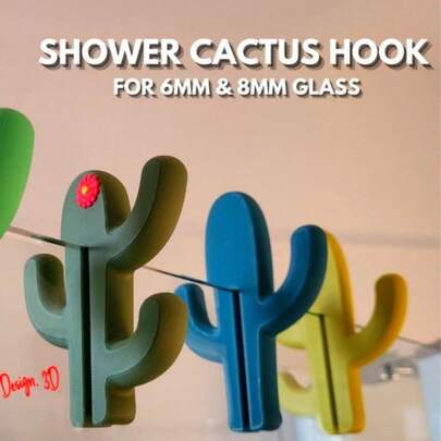 1pc Bathroom Shower Door Hook - Fits 6mm Glass Door, Dual Hook Design, No Drilling Installation, 3D Printed Portable Towel & Robe Hanger (Green, Fits 6mm Glass Door)