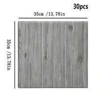 30pcs Waterproof Foam Wall Stickers, 3D Wood Grain Design Self-Adhesive Wallpaper, Suitable For Bathroom, Kitchen And Simple Home Wall Renovation - Multicolor - View 3