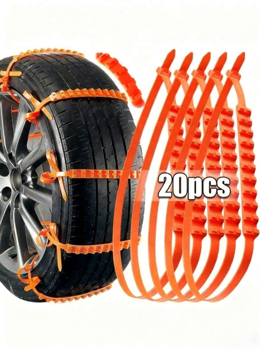20 piezas Cadenas para neumáticos de coche, correas antideslizantes para nieve de invierno, cadenas para neumáticos de nieve para automóviles, accesorios de emergencia