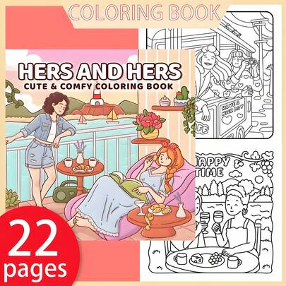 [Nouveau Livre de Coloriage Elle et Elle] 1 Livre, 22 Pages Imprimées Recto Uniquement, Lignes Nettes et Motifs Exquis, Parfait Pour Se Détendre | Cadeau Idéal Pour le Nouvel An, la Saint-Valentin, Noël, Anniversaire, Vacances Scolaires, Convient Aux Adultes, Adolescents et Enfants