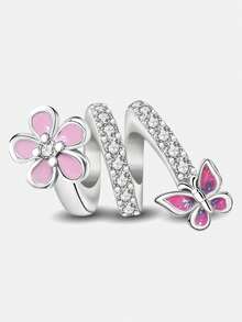 1 buah Kalung Manik-manik Liontin Bunga & Kupu-kupu Modis, Cocok untuk Gelang Wanita, Perhiasan DIY, dan Aksesori Pakaian Sehari-hari, Cocok untuk Dipakai Anak Perempuan - Kupu-kupu Bunga Kecil - View 2